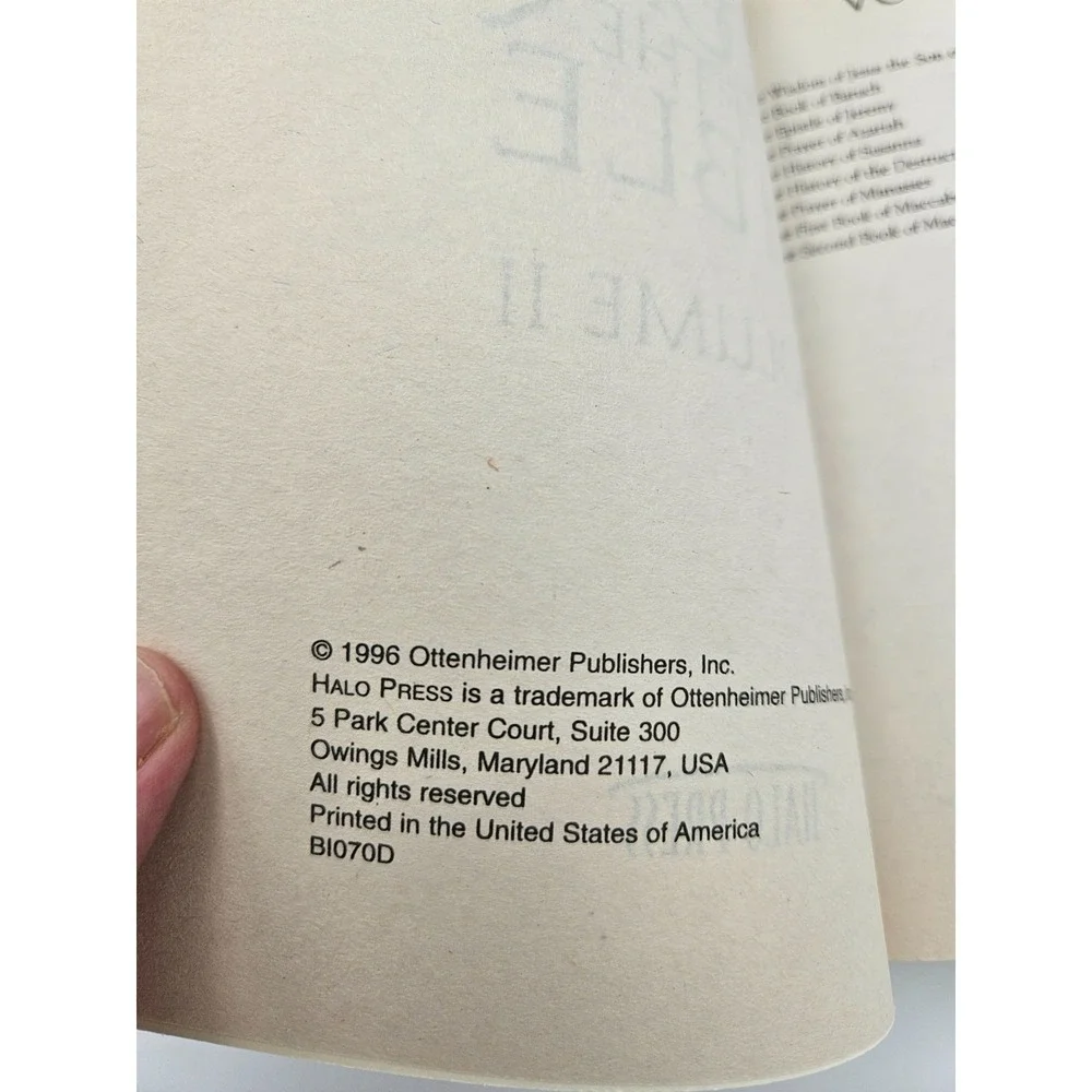 Missing‎ Books of the Bible Volume I I 1996 Apocrypha Religious Maccabees Pbk